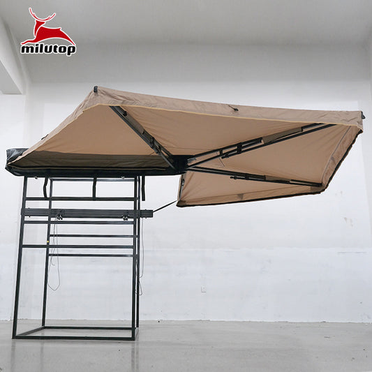 Toldo lateral Mistral 270cm desplegado vista superior – toldo camper 270 grados para coche Overvian