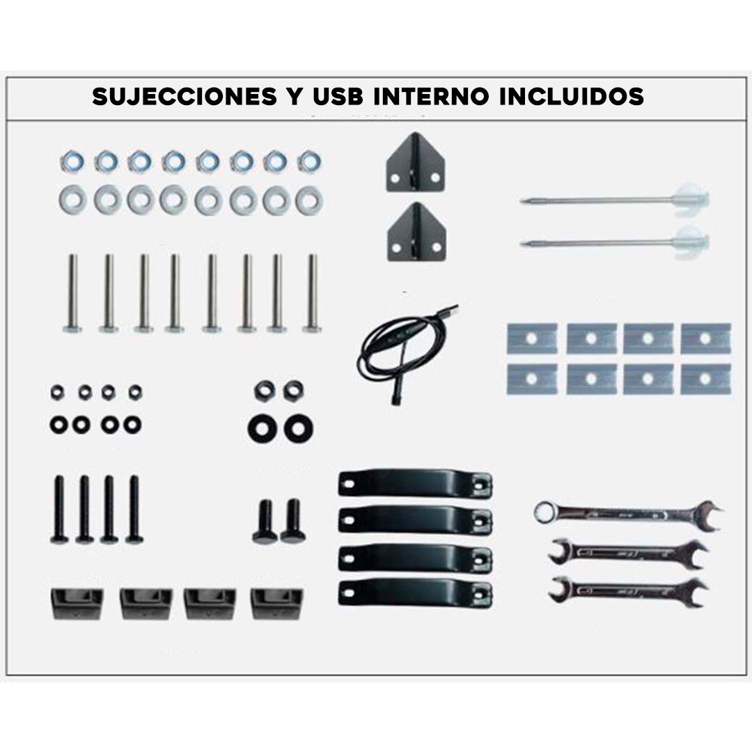 Accesorios incluidos tiendas de techo para coche Sirocco – sujecciones USB interno kit montaje completo Overvian