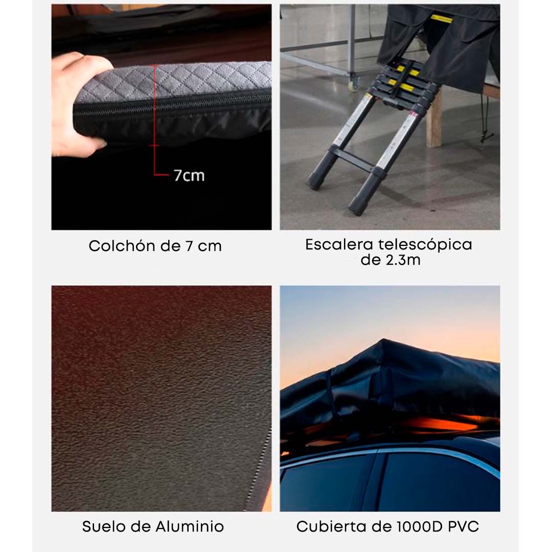 Tienda de techo tipo libro compacta – Ligera, resistente y lista para cualquier coche