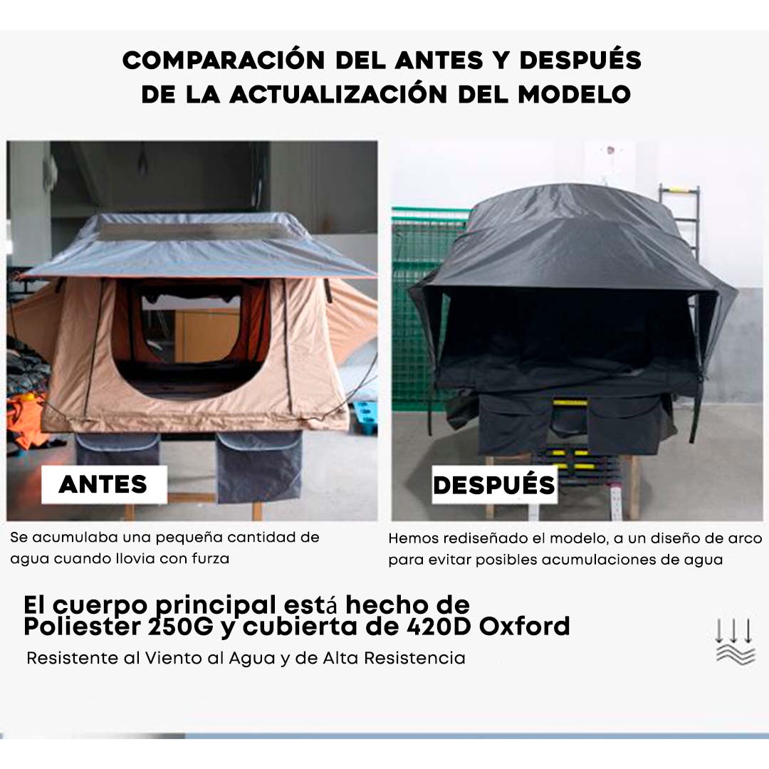 Tienda de techo tipo libro compacta – Ligera, resistente y lista para cualquier coche