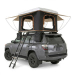 Tienda de techo Namibia Classic abierta vista trasera Toyota 4Runner – tiendas techo coche carcasa rígida toldo camper Overvian