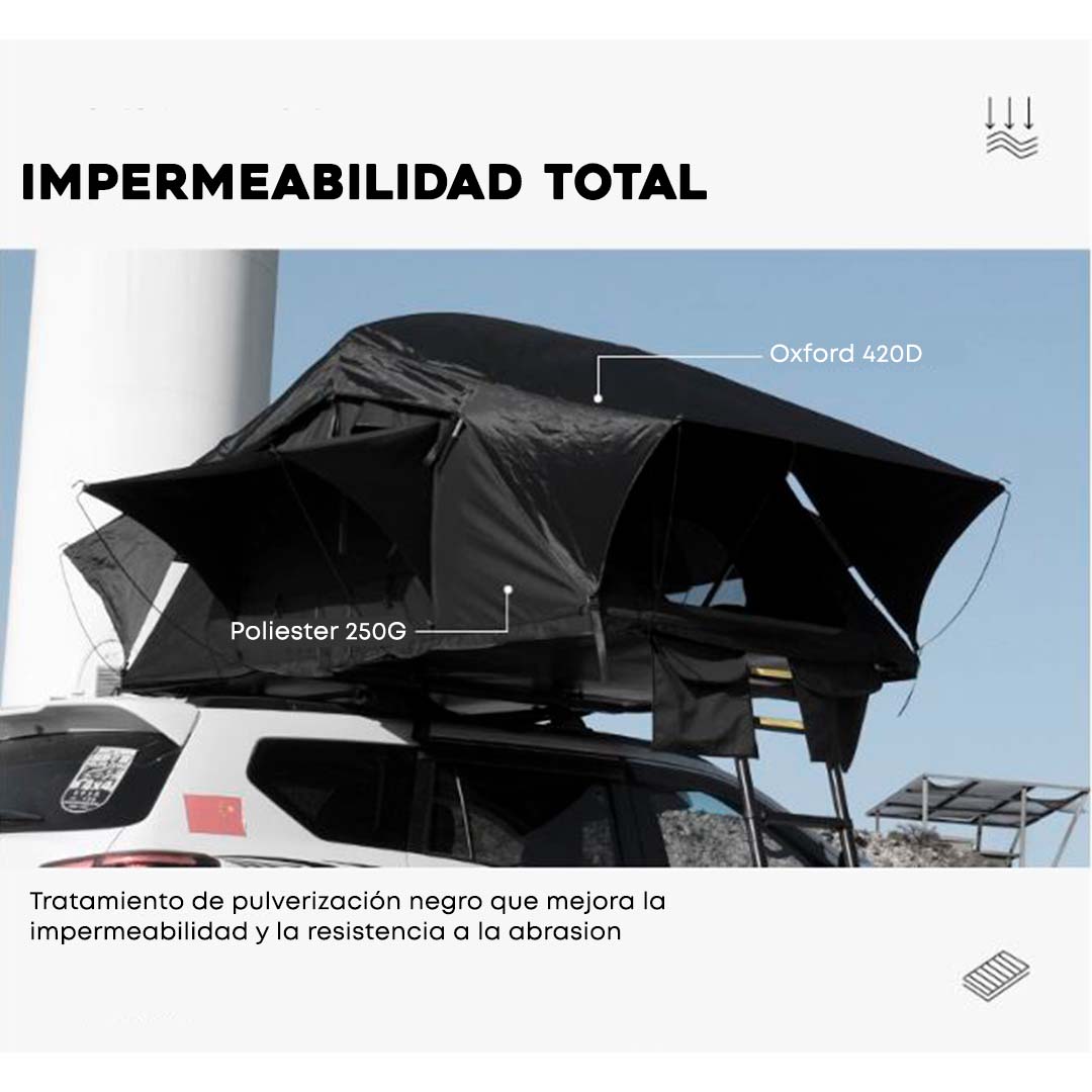 Tienda de techo tipo libro compacta – Ligera, resistente y lista para cualquier coche